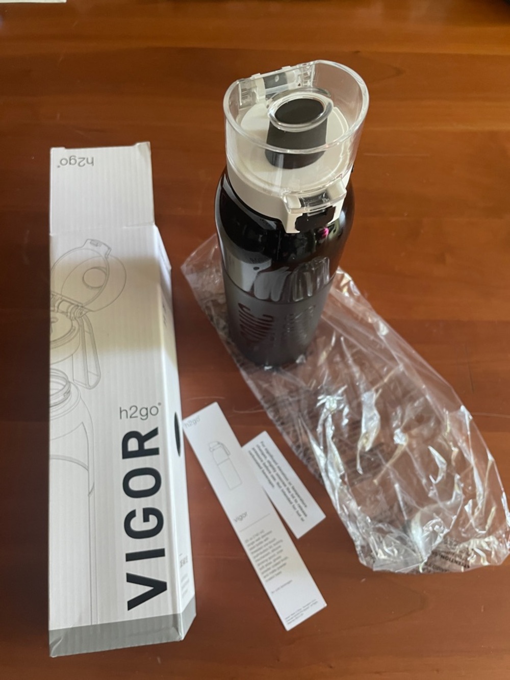 h2go Vigor Black Insulated Water Bottle with Flip-Top Lid